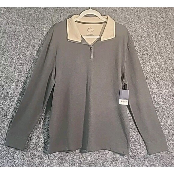 NWT St. John's Bay Men's 1/4 Zip Pullover Long Sleeve Charcoal Large - Picture 1 of 7